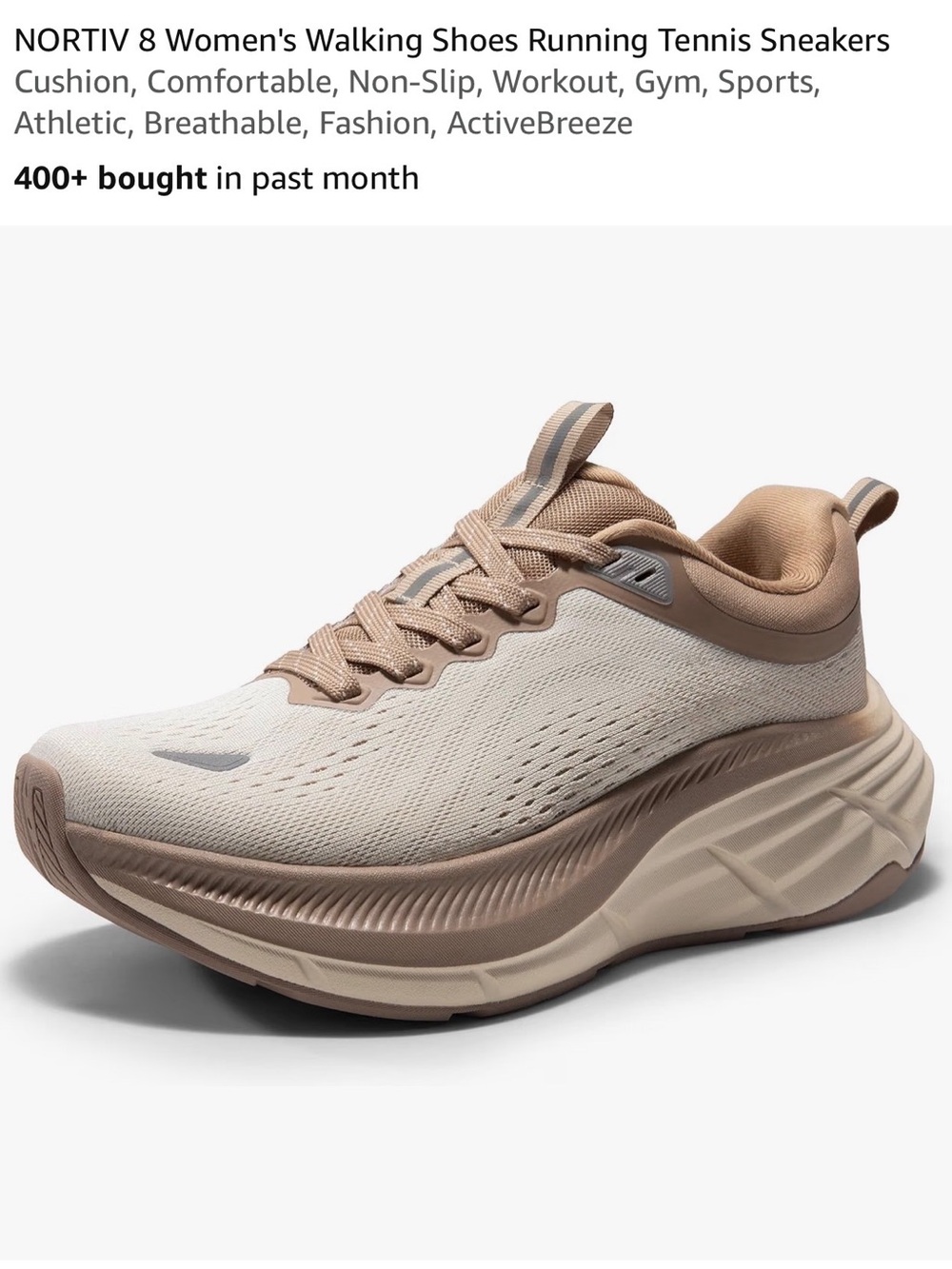 NORTIV 8 Women's Neutral Tone Walking Sneakers in Beige and Cream
